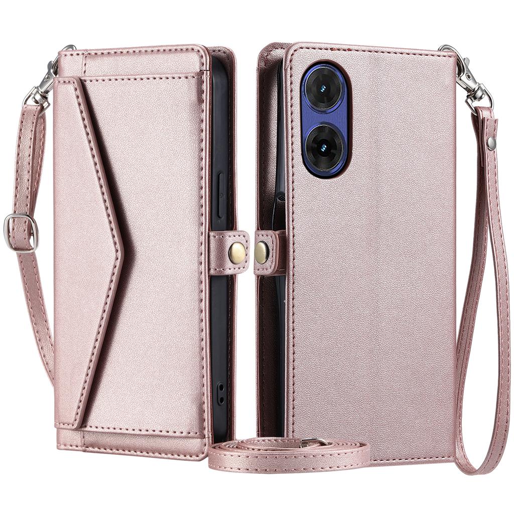 Für Motorola Moto G85 5G Lederhülle Brieftasche Ständer Handyhülle mit Riemen