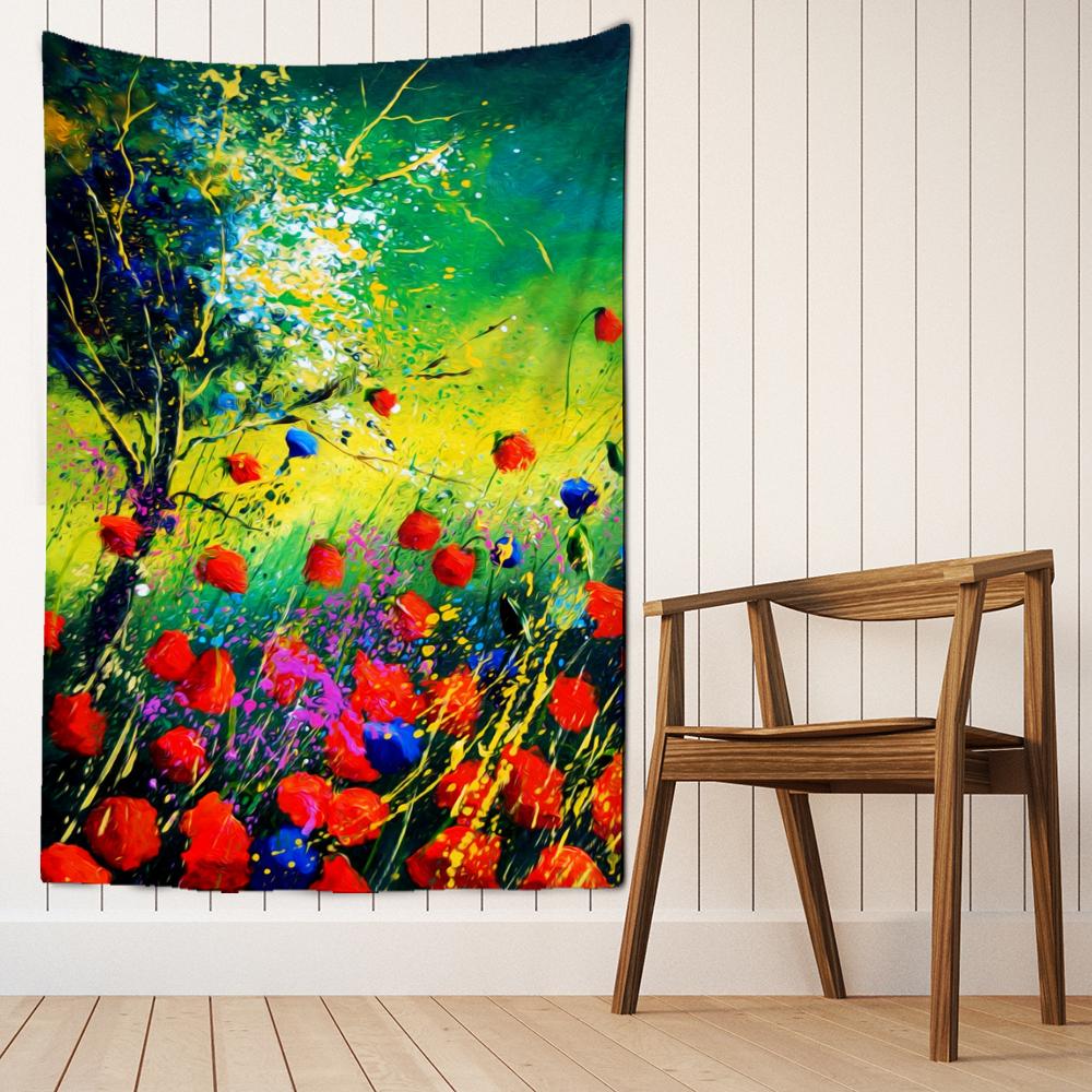 Boho Style Aesthetics Room Home Decoration Sailboat Oil Painting Tapestry Wall Art