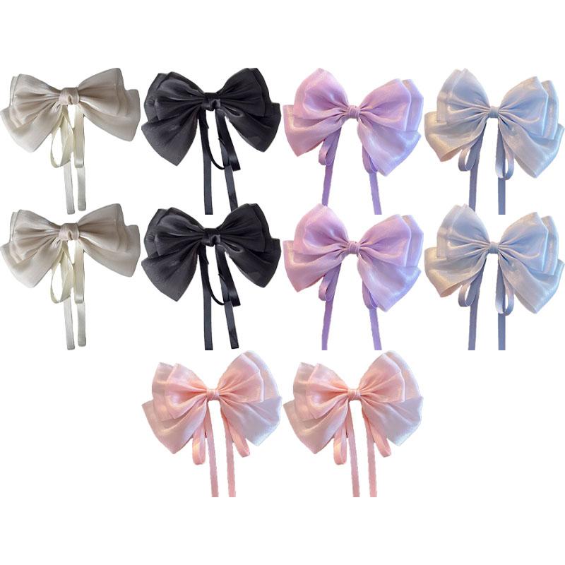 Mermaid Ji Pearlescent Satin Bow Hair Clip Women Summer Sweet Ribbon Spring Clip Fairy Hair Accessories