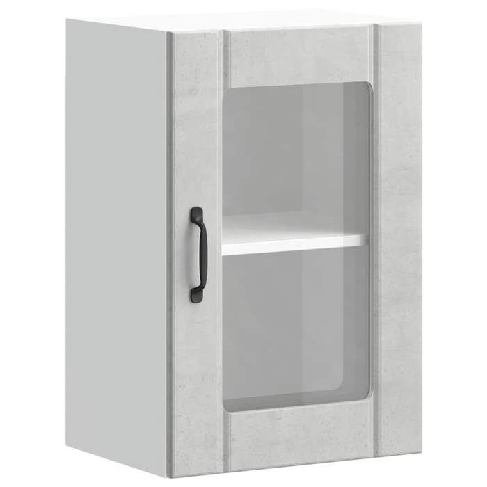 VidaXL Armoire murale de cuisine avec porte en verre Lucca gris béton, meuble mural de cuisine, armoires murales avec 853771
