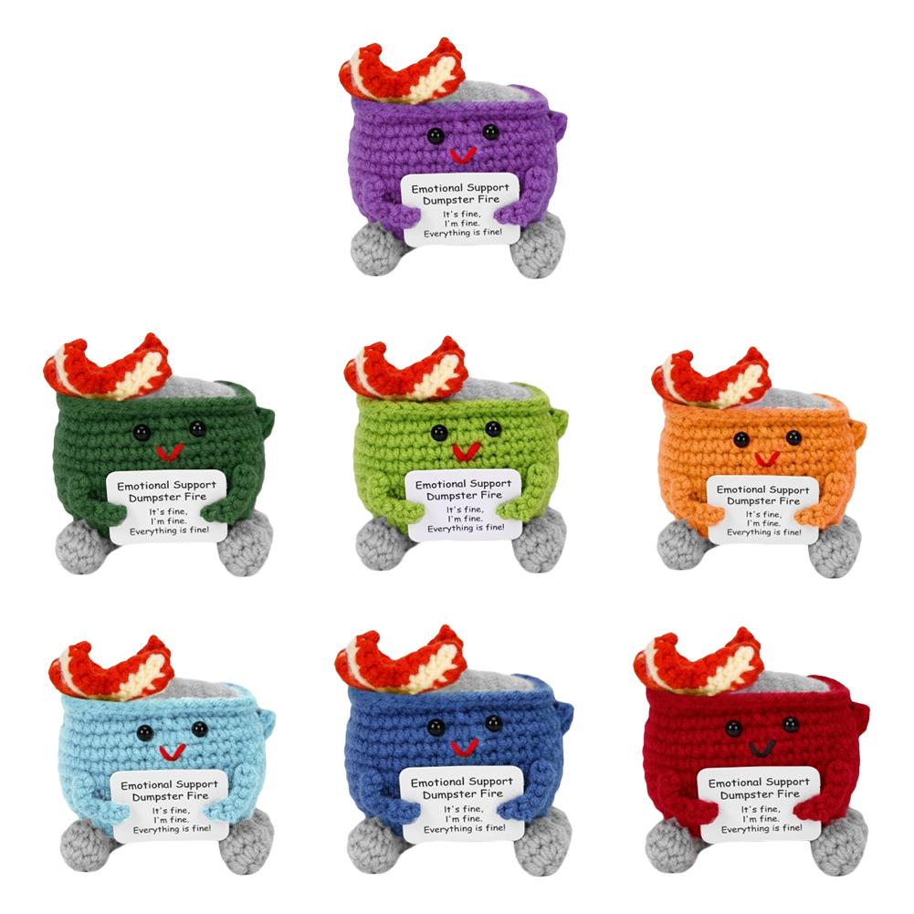 Häkeln Müllcontainer Feuer Niedlich Humorvoll Emotionale Unterstützung Dekoration Geschenk für Zuhause und Büro Fröhliches Accessoire