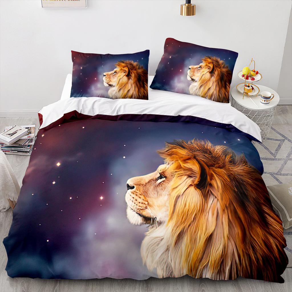 Animal Lion Bedding Set Cool Animal Bed Linen Home Decor Single Double Twin Size For Boys Girls Kids Adults Lion Duvet Cover Set