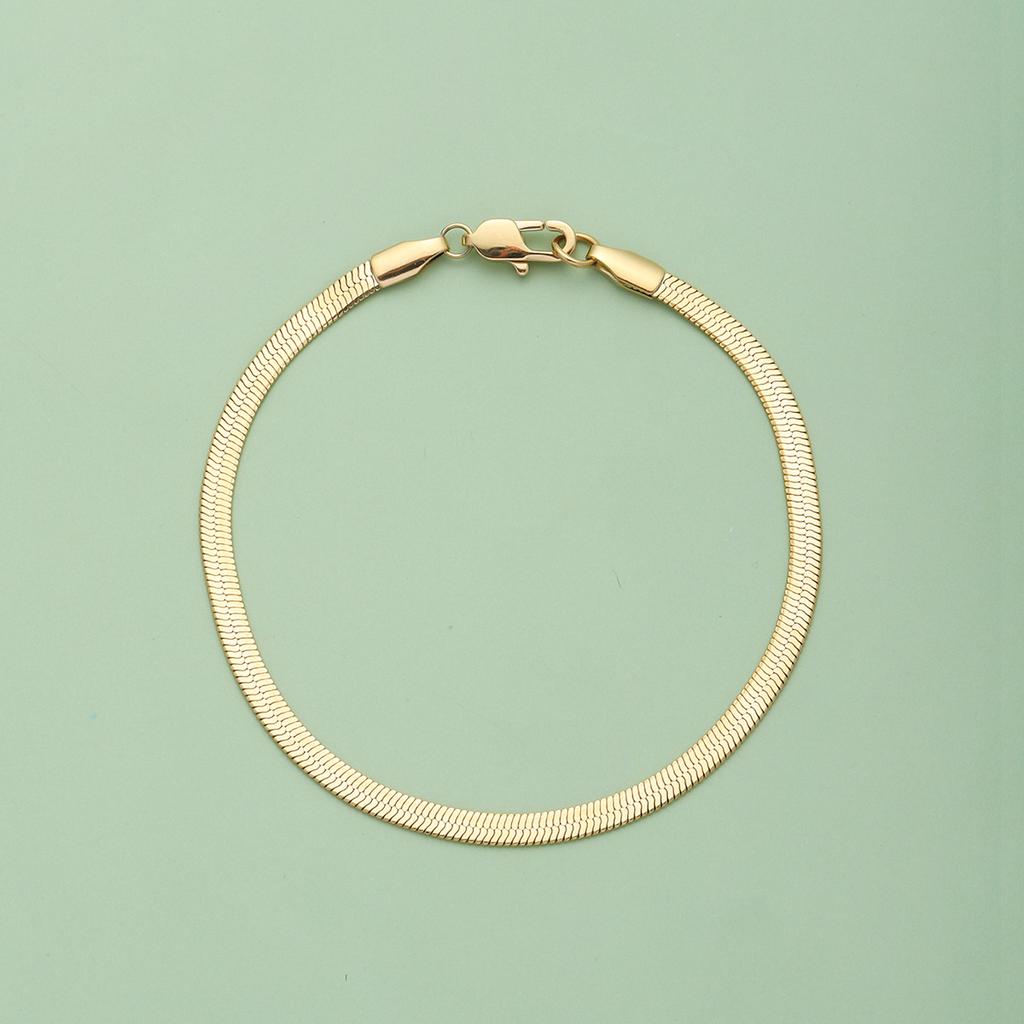 CARLIDANA Fashion Popular Stainless Steel High Quality 18K Gold-Plated Women Exquisite Choker Flat Snake Chain Necklace Jewelry