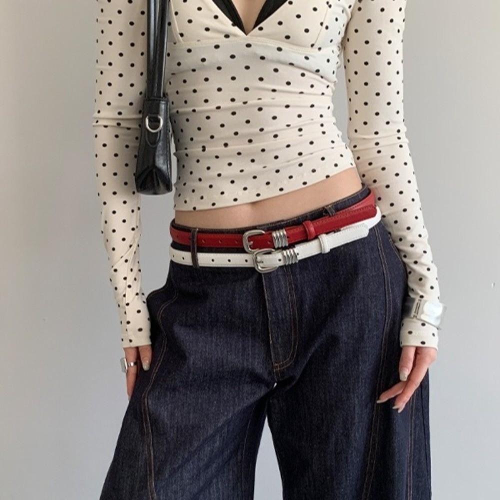 Thin Women's Belt PU Leather Dress Jeans Belt Simple Waist Belt  Streetwear