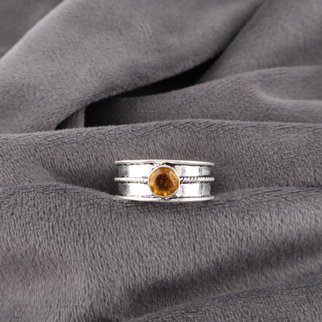 Citrine Gemstone Ring, Handmade Silver Jewelry, 925 Sterling Silver Dainty Ring, Women's Jewelry Gift For Her