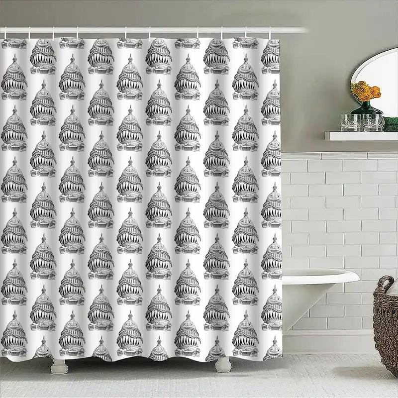 Bathroom Shower Curtain Vintage Gothic Pattern Washable Decor Waterproof Fabric Liner