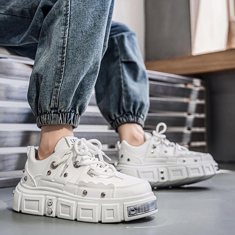 Herren Sportschuhe Punk Weiß Skateboard Schuhe Elevator Plateau Sneaker Student Lila Laufschuhe Übergröße