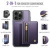 Für iPhone 12 Pro Max 6,7 Zoll Hülle JEEHOOD J12 Magnetisch Abnehmbare Reißverschluss-Geldbörse Ständer Leder Rückseite Kompatibel mit MagSafe