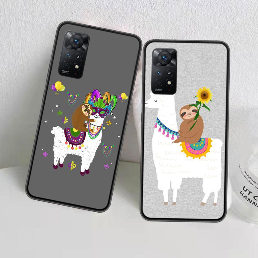 Cute Cartoon Llama Phone Case For Redmi Note 13 Pro 5G Plus 12 12C 10 10A 10C 9 9A 9C 9T 8 8A K60 K70 Pro Xiaomi Cover 7 7A 6 6A