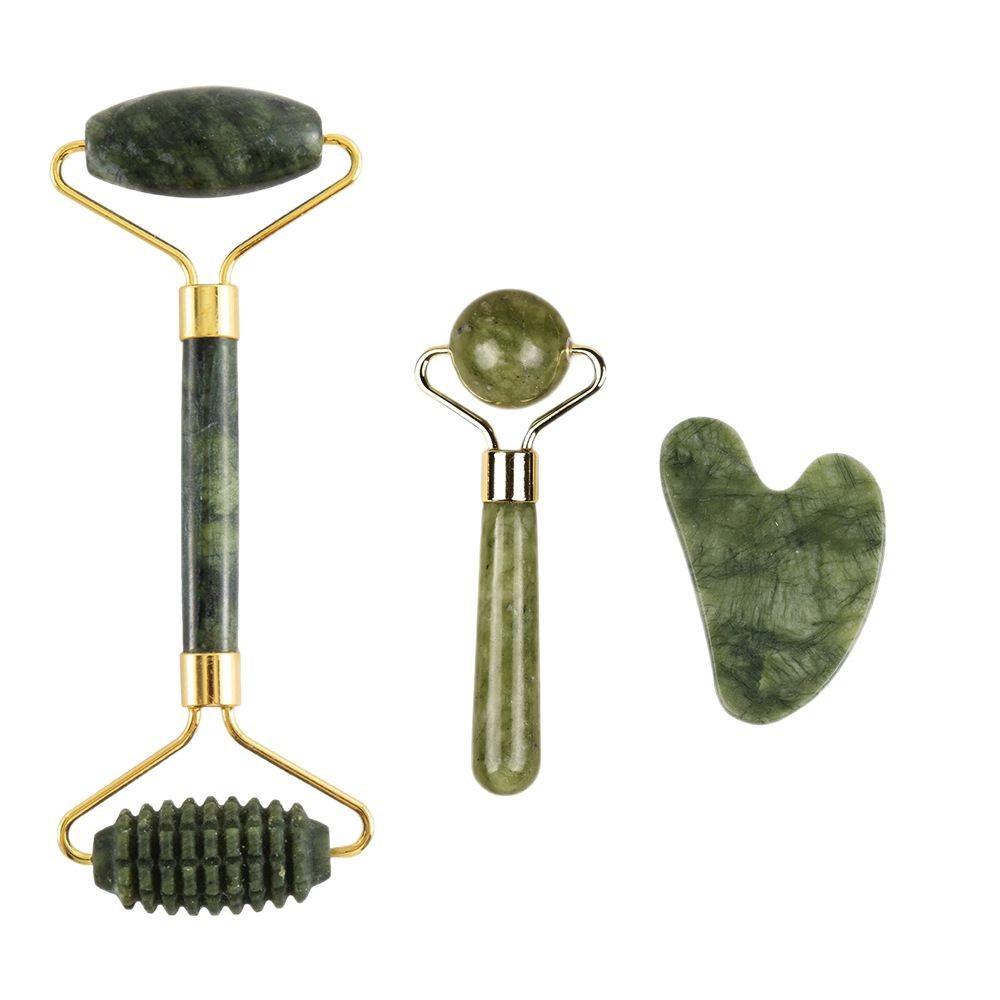 Jade Roller & Gua Sha Facial Massage Three-Piece Set