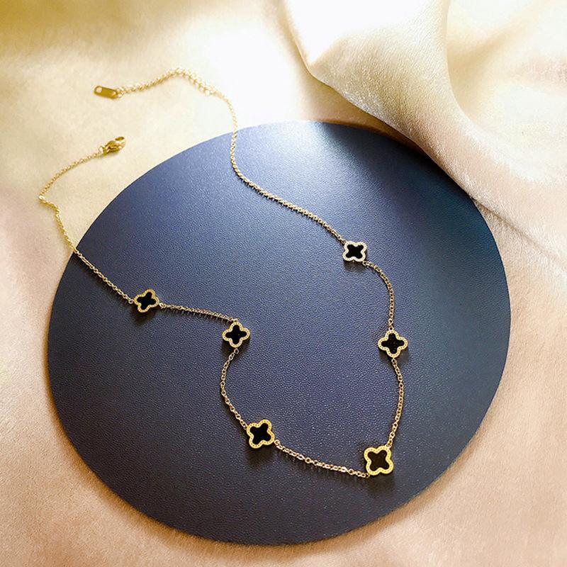 Titanium Steel 18k Gold Clover Necklace