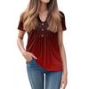 Damen Kurzarm Tops Sommer V-Ausschnitt T-Shirts Lässige Plissee Bluse Lose Print Basic Tee
