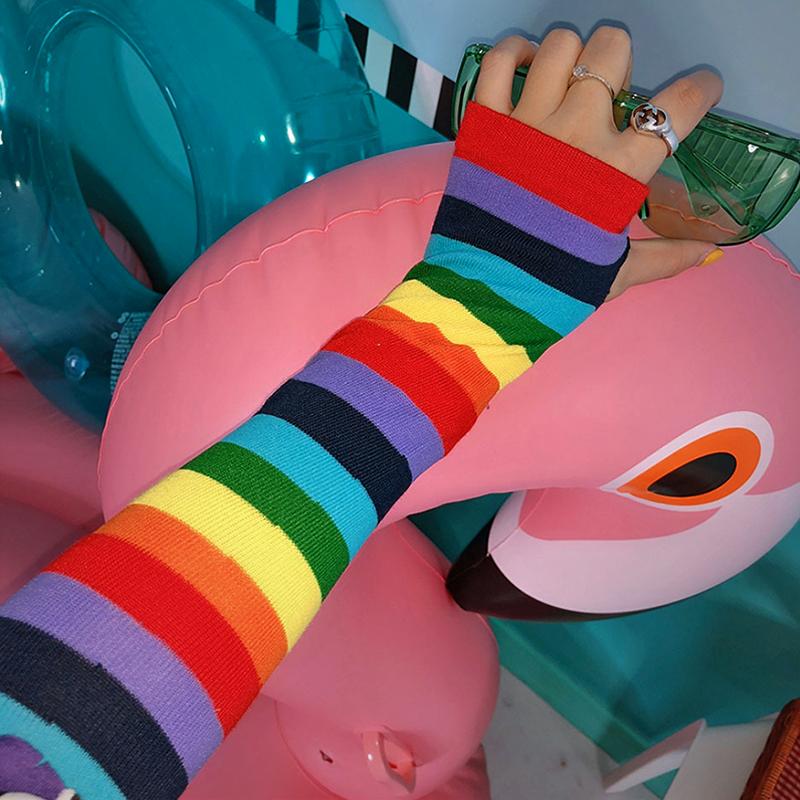 

1 пара однотонных аксессуаров для одежды, полоски, модный трикотаж, Y2K, нарукавники, панк, многоцветный