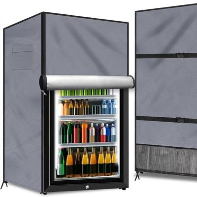 Upright Freezer Cover 210D Dustproof Sun-Proof Beverage Refrigerator Cover Fits Most 3 Cubic Compact Mini Freezers Dust Cover