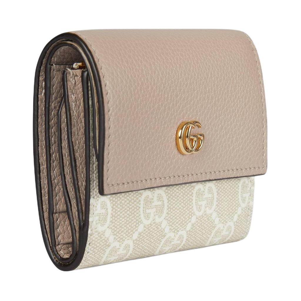 Gucci GG Marmont Mini Leather Wallet With Gold Hardware Women Wallet Beige White 837957-AAE5E-9549