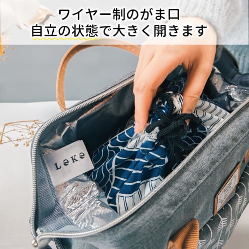 Lekesky 10L Large Capacity Foldable Lunch Bag with Clasp Closure, Water-Repellent, Leak-Proof Handle, and Pockets for Convenience, Perfect for Shoppin