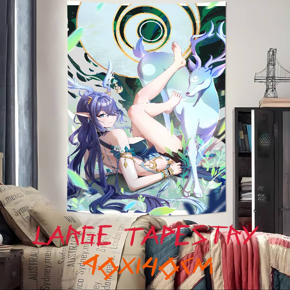Kawaii Pretty Hot Girl Lauma Cool Video Gaming Tapestry Wall Hanging Art Decoration Aesthetic Background Cloth Birthday Gif