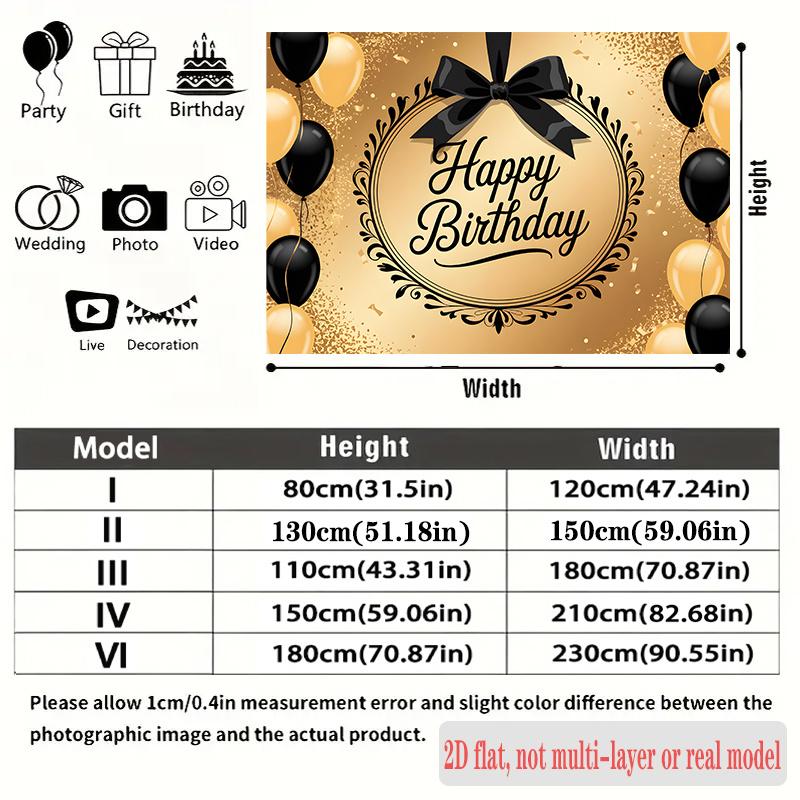 Black Photography Birthday Backdrop 1pc - Photo Booth Props