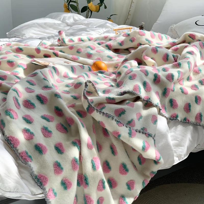 

3D Вишня Клубника Жаккард Шерстяная Смесь Одеяло Милое Пеленальное Одеяло Для Девочки Постельное Белье Для Детской Кроватки Одеяло Для Новорожденных 80X100cm