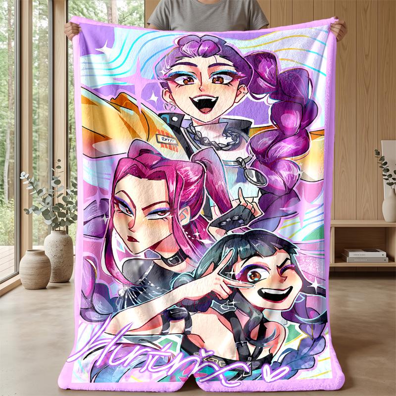 Coperta Morbida Calda Leggera in Flanella Stampata Kpop Demon Hunters Coperta per Tutte le Stagioni per Divano Letto Campeggio Decorazione Casa Regalo di Festa