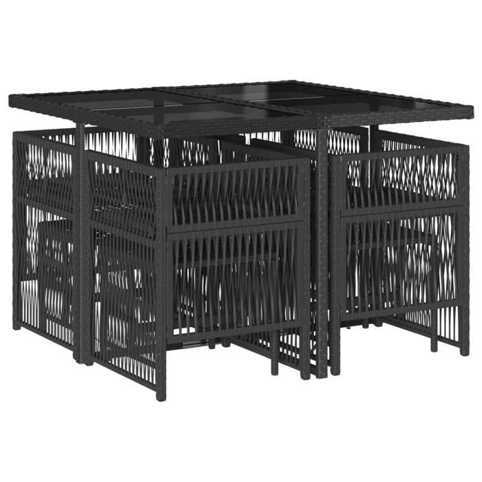 VidaXL Ensemble à Manger de Jardin avec Coussins 9 pcs, Table et Chaises à Dossier Rabattable, Meubles d'Extérieur Patio 3210954