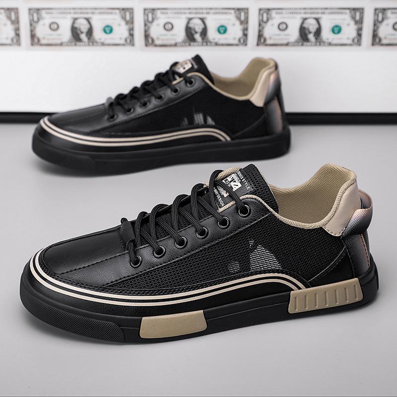 

Мужская обувь летняя дышащая тонкая сетчатая перфорированная дезодорирующая сетчатая обувь повседневная обувь для скейтборда спортивная мягкая подошва маленькая белая модная обувь большого размера 47 чёрный