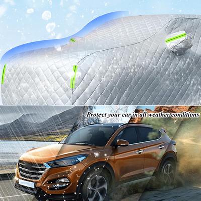 Allwetter-Autoabdeckung mit reflektierenden Streifen Verdickte Baumwolle Vollständige Abdeckung Autoabdeckung für SUV Limousine Schrägheck Sonnen- und Schneeschutz Autoabdeckung Top