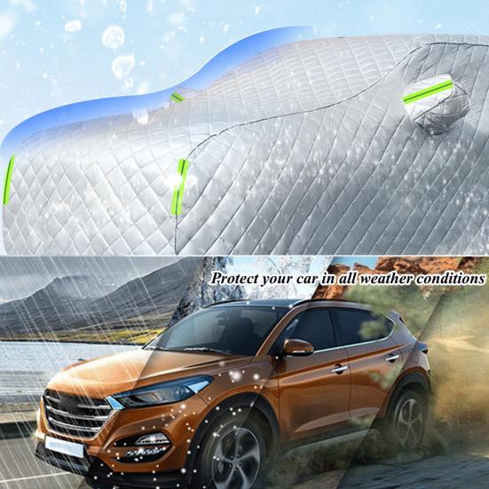 All-Weather Car Cover with Reflective Strips Thickened Cotton Full Coverage Car Cover for SUV Sedan Hatchback Sun And Snow Protection Car Cover Top