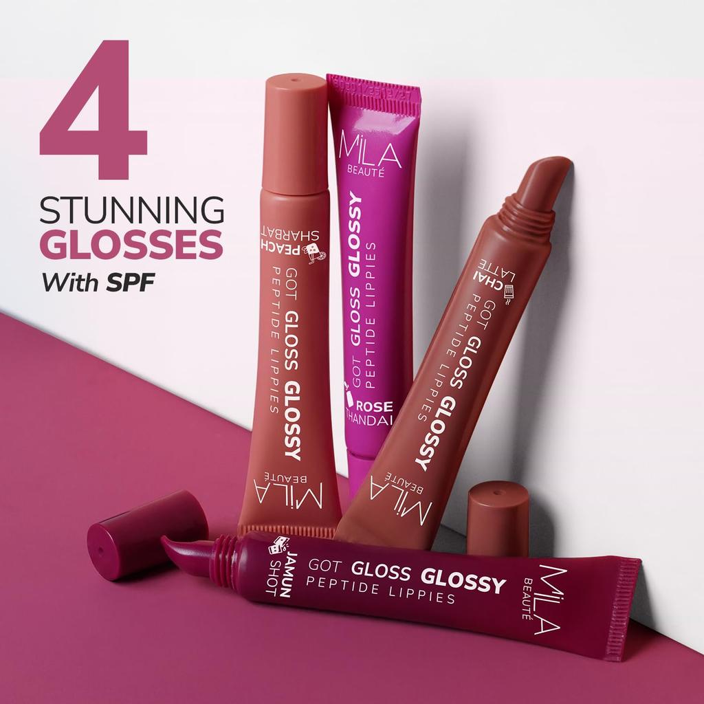 Mila Beauté Peptide Lip Gloss Balm I With SPF & Hyaluronic Acid I Plump & Fuller Lips I Hydrating & Shiny Lip Balm Non Sticky I Highly Pigmented I S