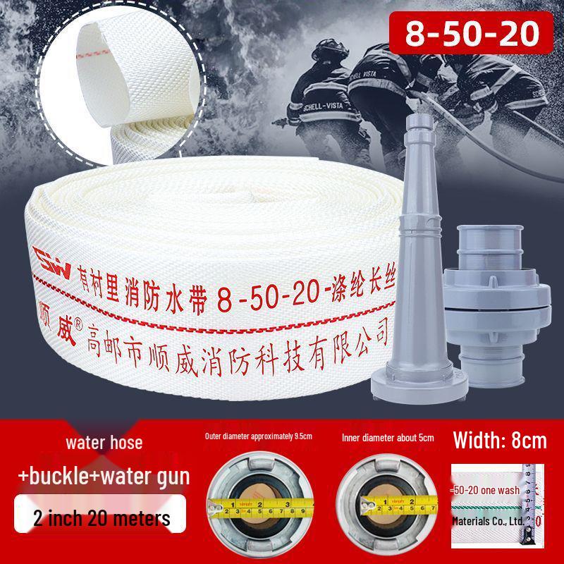 High Pressure 65ft Fire Hose & Hydrant Connector with Explosion-Proof Water Gun, 20/25m