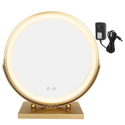 LED Makeup Mirror Round Desktop 3 Color Adjustable Rotational Angle Makeup Mirror 100‑240VUS Plug