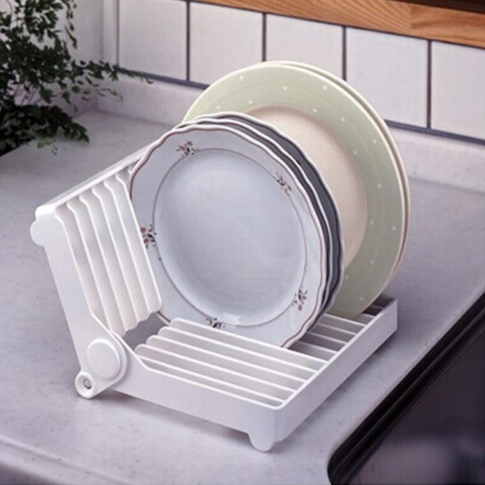Plastic Dish Drying Tray Foldable Plate Drying Organizer Removable Simple Dish Rack for Cup Dish Pot Lid Storage
