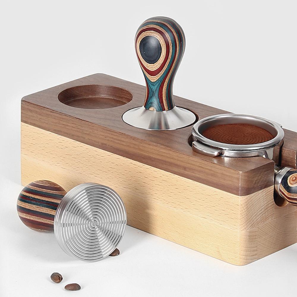 Abnehmbarer Bunter Holzgriff Kaffeepressstempel Gewinde/Flacher Boden Kaffeeverteiler Café