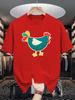Unisex Cotton Tee Lovely Folk Colorful Hen Cartoon Graphic Print Loose Breathable Summer Crew Neck Casual Daily Tee Shirt For Unisex