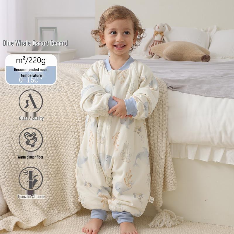 Xuanmu Baby Winter Quilted Sleeping Bag 220g - Ginger, Warm, and Footed for Infants and Toddlers.