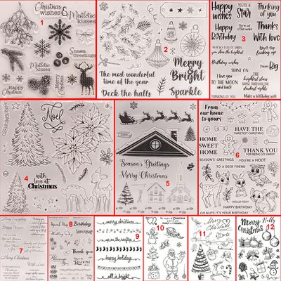 Merry Christmas Transparent Silicone Clear Stamps for Seal DIY Scrapbooking Photo Album Decor Greeting Santa Claus