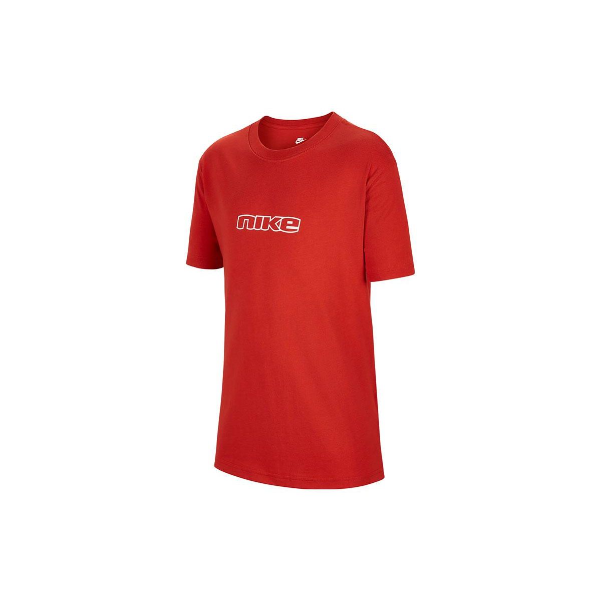 Nike Letter Print Sports Training Casual Short Sleeve T-Shirt Kids tops Red FQ0694-666 XL