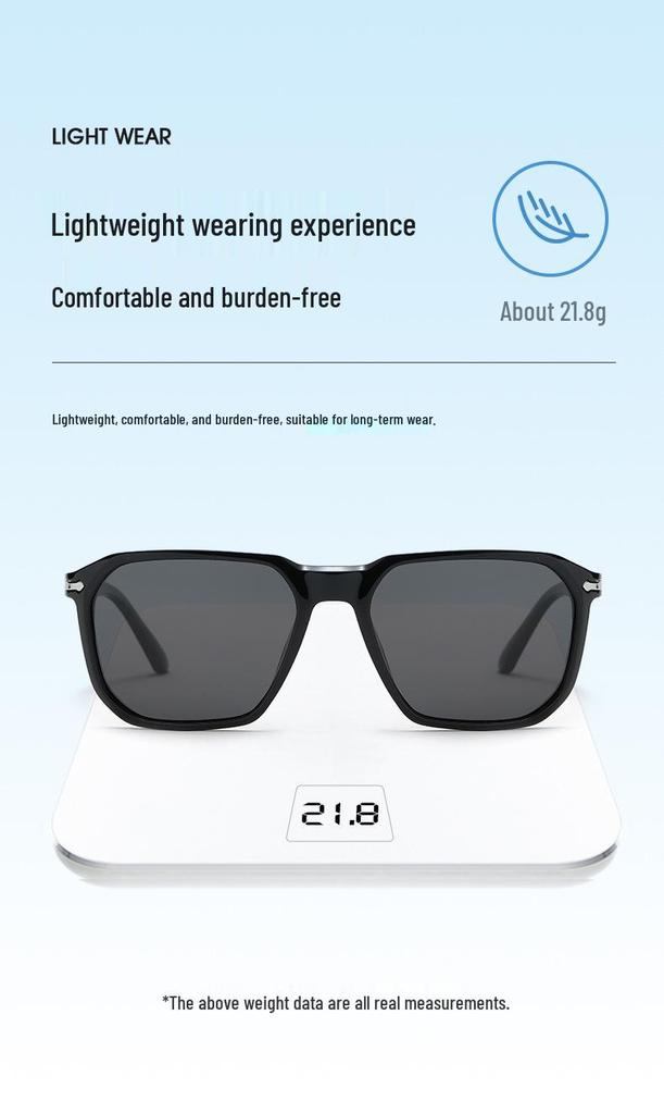 2025 Square Frame Polarized Photochromic Sunglasses for Outdoor Driving and Fishing with Spring Temples