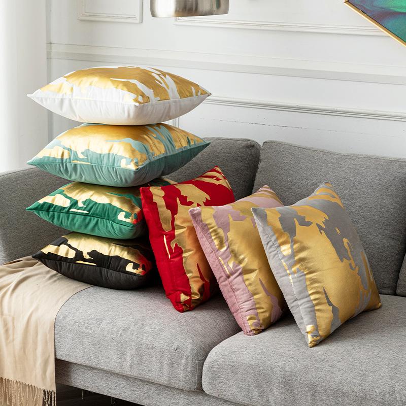 New Nordic Square Hot Stamping Pillow, Fashionable and Simple Hot Stamping Silver Home Living Room Bedroom Sofa Cushion Pillow