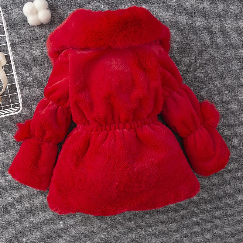 Children's Girls Autumn Winter Woolen Sweater Children's Collar Fur Ball Thick Jacket