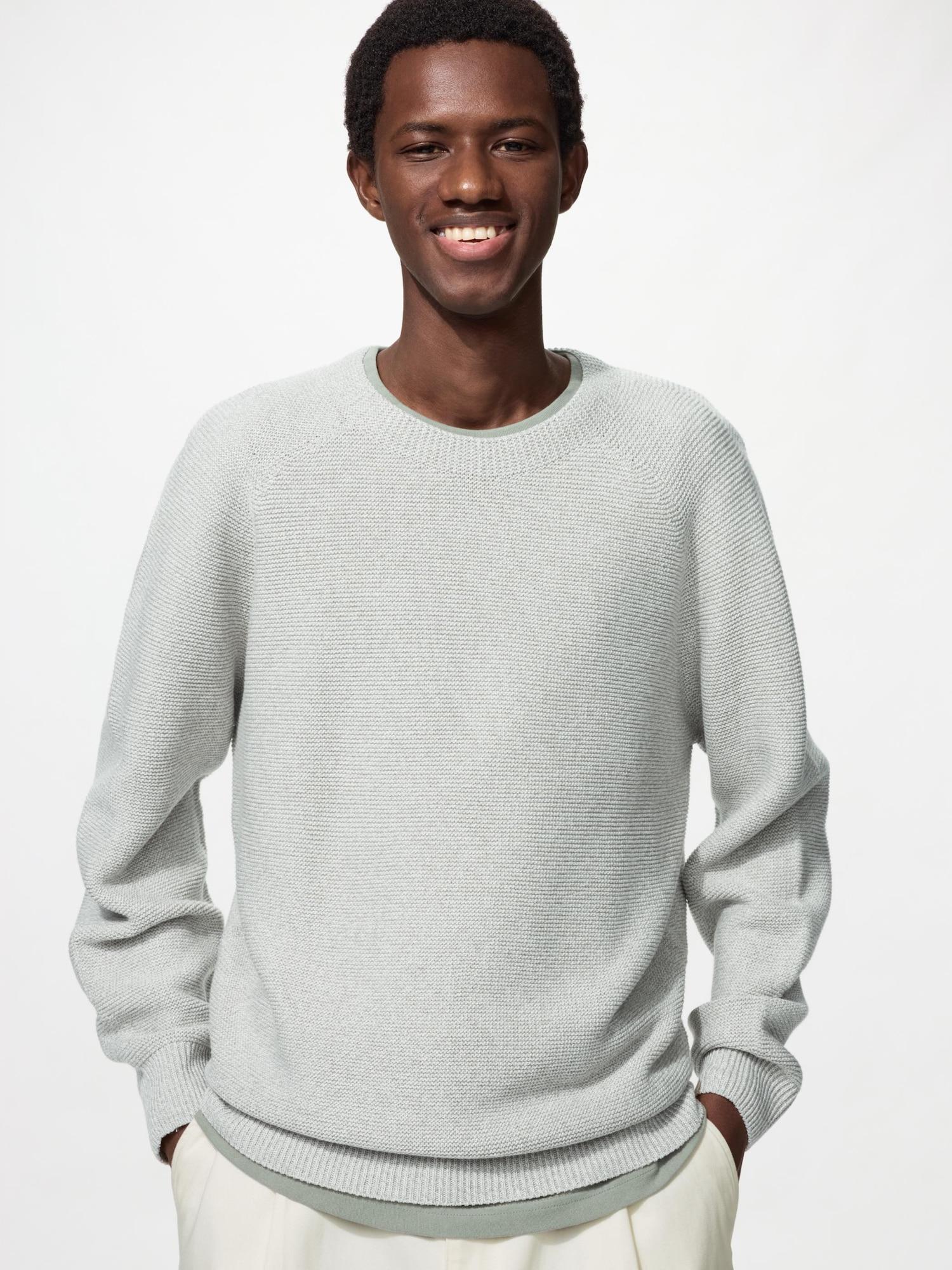 Uniqlo Washable 3d Knit Crewneck Sweater 02 LIGHT GRAY/MEN S