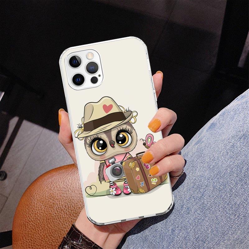 Cute Owl Hearts Lover Phnoe Case for Iphone 17 Air 16 11 12 13 Mini 14 Plus 15 Pro Max 7 8E SE 2020 16ProMax Phone Cover Coque 1