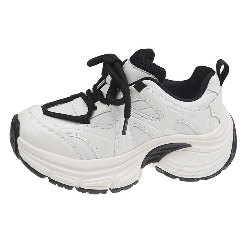 Premium braune Dad-Schuhe Damen 6 cm Höhenzunahme dicke Sohle keine müden Füße 2025 neu Herbst vielseitig Sport und Freizeit