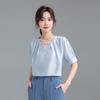 Trueman Women's Short-Sleeve V-Neck Chiffon Blouse