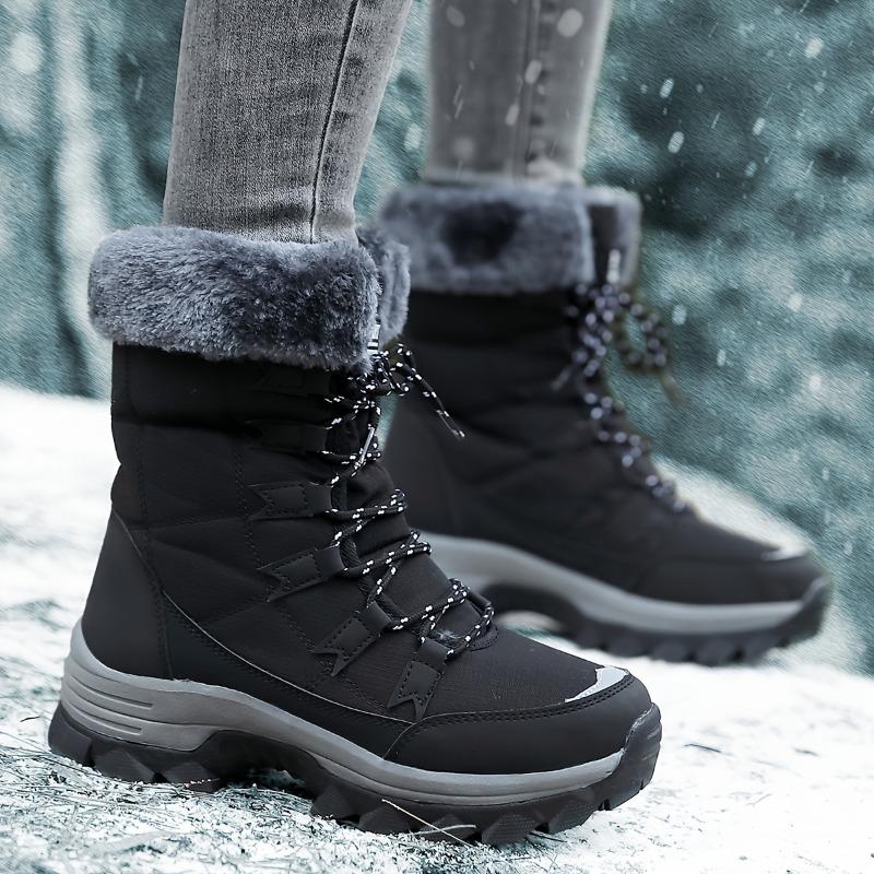 Botas de Nieve de Invierno para Mujer Calidez Exterior Piel Sintética Botines de Tobillo de Suela Gruesa para Mujer Antideslizantes Resistentes al Desgaste Zapatos Casuales para Senderismo para Mujer