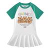 Sommer Cartoon Raglan Colorblock Kleid: Süßes Mädchen-Kleid mit Faltenrock und Rüschen