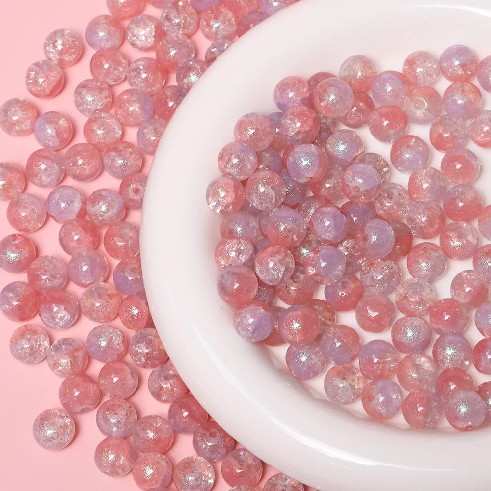 Yori 40pcs 10mm Imitation Crack Glass Beads Round Loose Spacer Beads for Jewelry Making DIY Bracelets Phone Chain Accessories