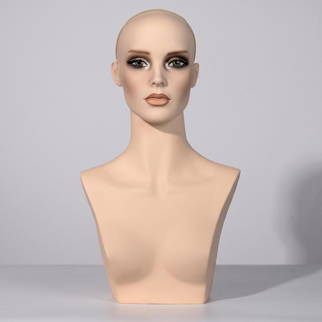 Mannequin Head with Shoulders Realistic Display Bust Sturdy for Jewelers