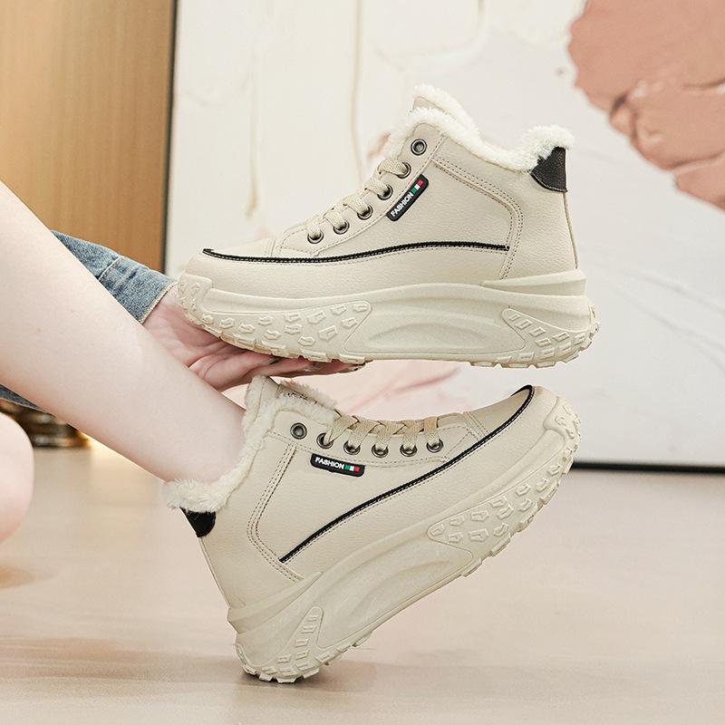 New Winter Velvet Dad Sports Ins Trendy Shoes Student Warm High-top Cotton Shoes Q