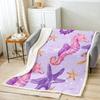 Cartoon Mermaid Fleece Throw Blanket Ocean Coastal Sherpa for Kids Soft Plush Bed Blanket X Inches